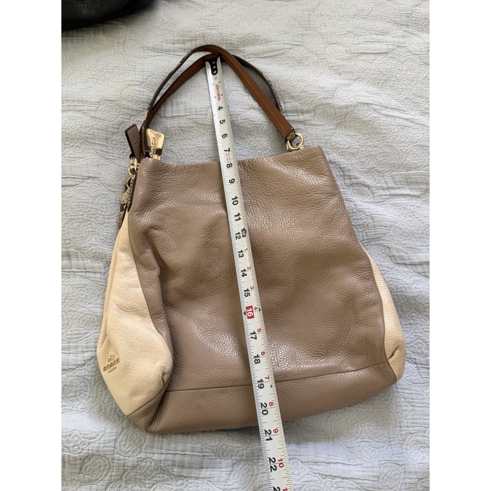 Coach Bag Madison Leather Phoebe Shoulder Bag Y2K Vintage Grey Pebble Snake Hobo - Picture 11 of 13